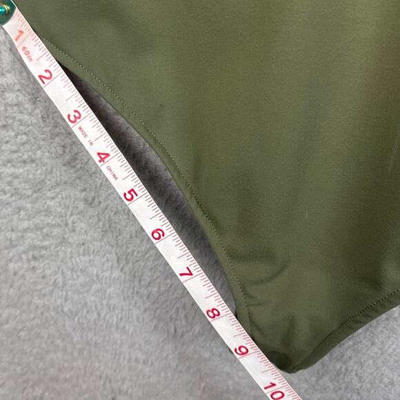 Free People Bodysuit Keep It Sleek Olive Green Thong Deep V Boho Versatile SZ S - Picture 6 of 9